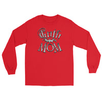 White Goth Mom Bat design on unisex long sleeve shirt, front view