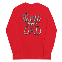 White Goth Dad Bat design on unisex long sleeve shirt, front view