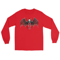Blood Moon Vampire Bat design on unisex long sleeve shirt, front view