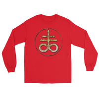 Withered Leviathan Cross design on unisex long sleeve shirt, front view