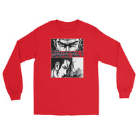 Anime Eyes Japanese Manga design on unisex long sleeve shirt, front view