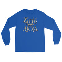 White Goth Mom Bat design on unisex long sleeve shirt, front view