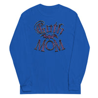 Purple Goth Mom Bat design on unisex long sleeve shirt, front view