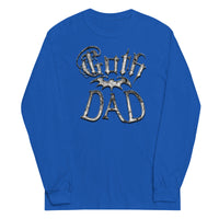White Goth Dad Bat design on unisex long sleeve shirt, front view