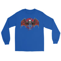 Blood Moon Vampire Bat design on unisex long sleeve shirt, front view
