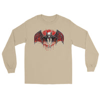 Blood Moon Vampire Bat design on unisex long sleeve shirt, front view