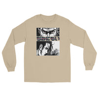 Anime Eyes Japanese Manga design on unisex long sleeve shirt, front view