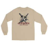 Splash Katana Swords design on unisex long sleeve shirt, front view