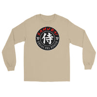 Samurai Honor Kanji 侍 design on unisex long sleeve shirt, front view