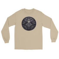 Illuminati All-Seeing Eye design on unisex long sleeve shirt, front view