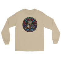Eye of Ra Egyptian Symbol design on unisex long sleeve shirt, front view