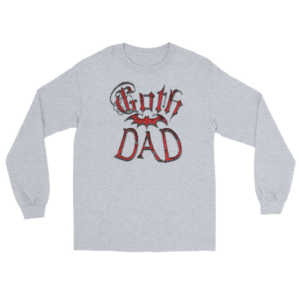 Red Goth Dad with Bat Father's Day Gift Men’s Long Sleeve Shirt