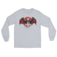 Blood Moon Vampire Bat design on unisex long sleeve shirt, front view