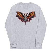 Vampire Bat Skeleton design on unisex long sleeve shirt, front view