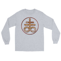 Withered Leviathan Cross design on unisex long sleeve shirt, front view