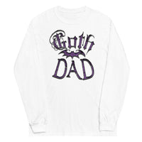 Purple Goth Dad Bat design on unisex long sleeve shirt, front view