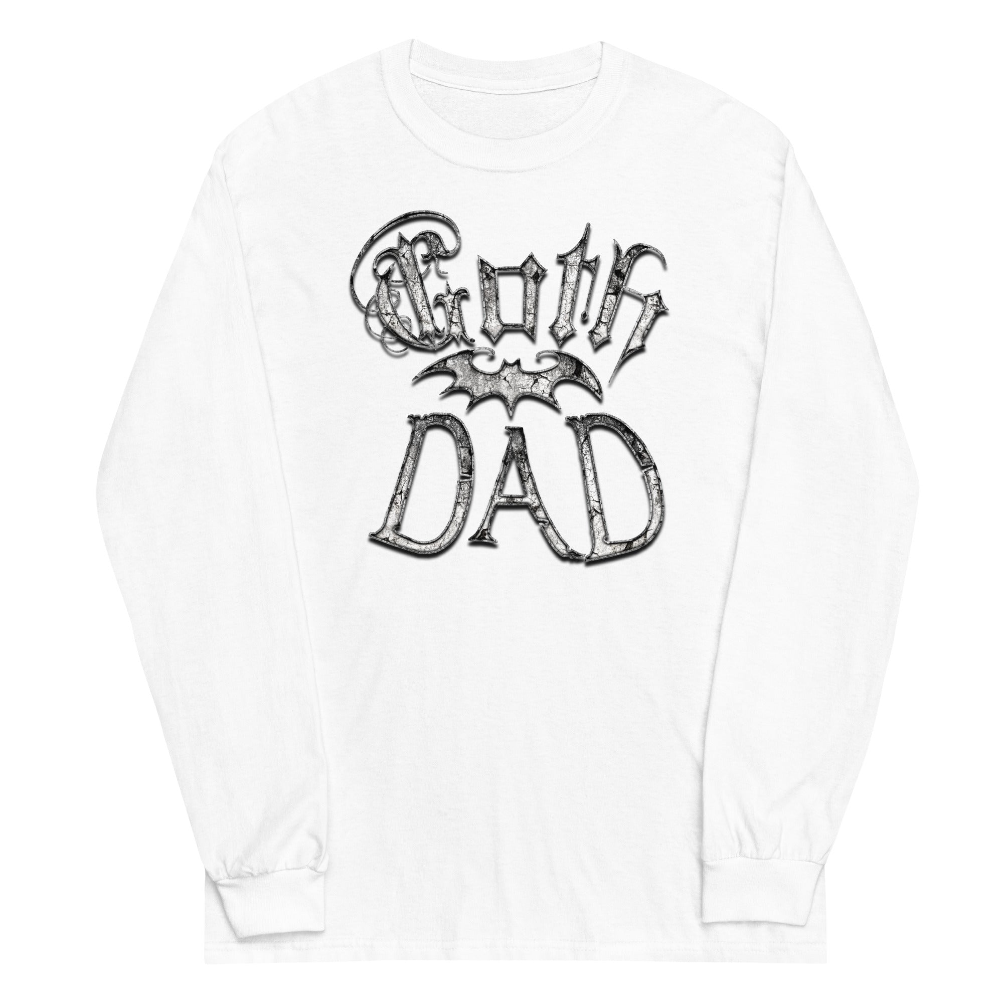 White Goth Dad with Bat Father's Day Gift Men’s Long Sleeve Shirt