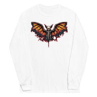 Vampire Bat Skeleton design on unisex long sleeve shirt, front view