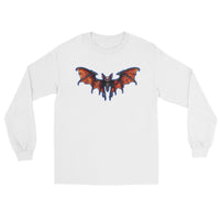 Whimsical Vampire Bat Skeleton design on unisex long sleeve shirt, front view