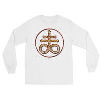Withered Leviathan Cross design on unisex long sleeve shirt, front view