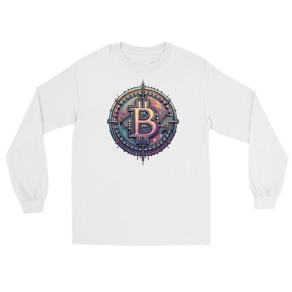 Futuristic Wired Bitcoin BTC Digital Crypto Long Sleeve Shirt