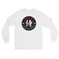 Samurai Honor Kanji 侍 design on unisex long sleeve shirt, front view