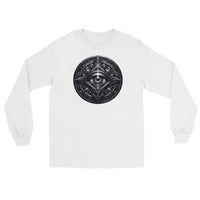 Illuminati All-Seeing Eye design on unisex long sleeve shirt, front view