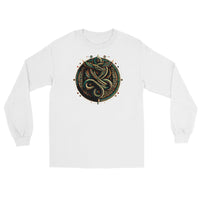 Egyptian Ouroboros Snake design on unisex long sleeve shirt, front view