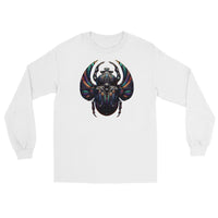 Mechanical Scarab Beetle design on unisex long sleeve shirt, front view