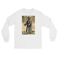 Plague Doctor 1334 design on unisex long sleeve shirt, front view