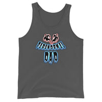Paranormal Ghost Dad design on men's tank top, front view