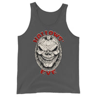 Grinning Skull Pumpkin design on men's tank top, front view