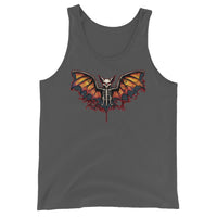 Vampire Bat Skeleton design on men's tank top, front view
