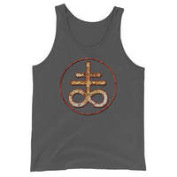 Leviathan Cross design on men's tank top, front view