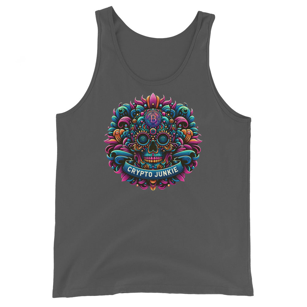 Crypto Junkie Mexican Sugar Skull Bitcoin Digital Asset Men's Tank Top Shirt