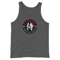 Samurai Honor Kanji 侍 design on men's tank top, front view