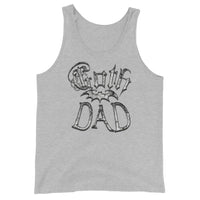 White Goth Dad Bat design on men's tank top, front view