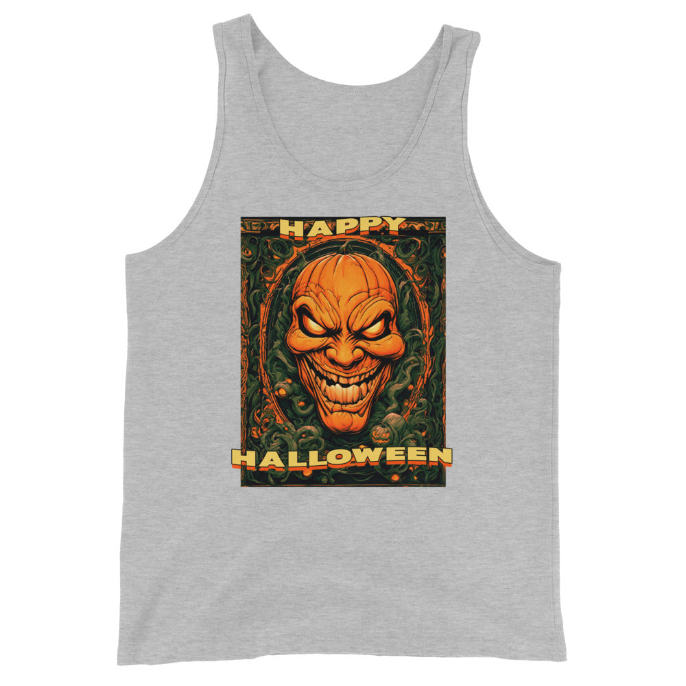 Happy Halloween Carved Evil Pumpkin Face Men's Tank Top Shirt