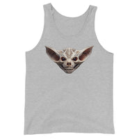 Grinning Bat Skull design on men's tank top, front view