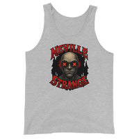 Neville Strange Future Corpses design on men's tank top, front view