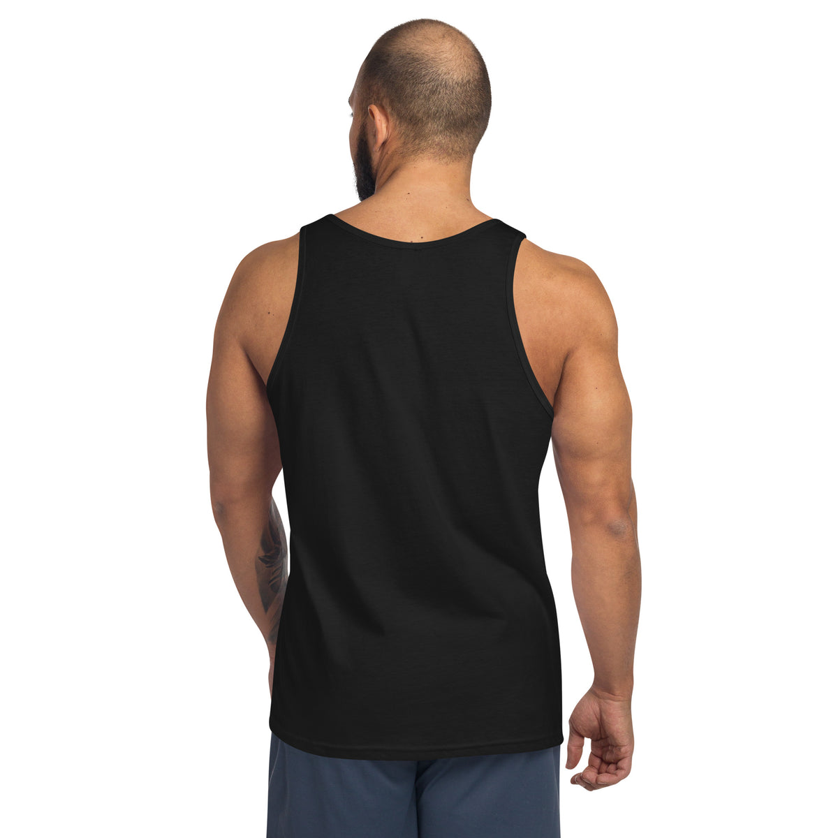 Men's tank top, back view