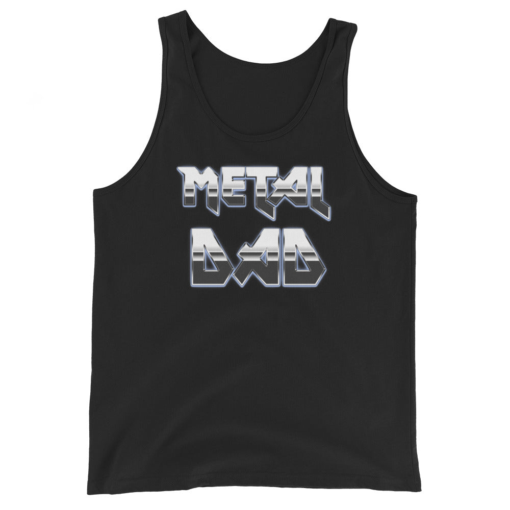 Metal Dad design on men's tank top, front view