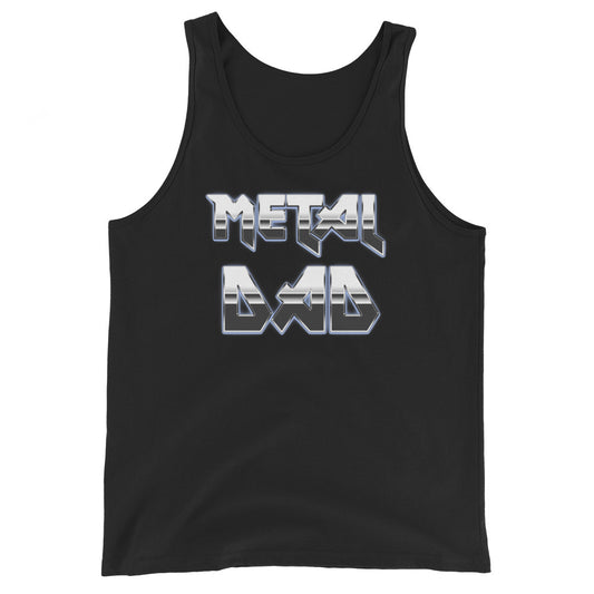 Metal Dad design on men's tank top, front view