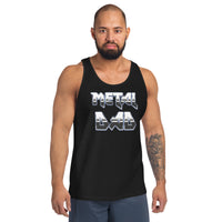 Metal Dad design on men's tank top, front view