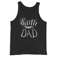 White Goth Dad Bat design on men's tank top, front view
