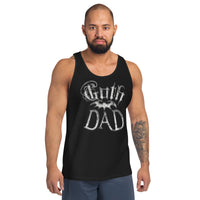 White Goth Dad Bat design on men's tank top, front view