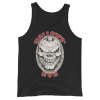 Grinning Skull Pumpkin design on men's tank top, front view