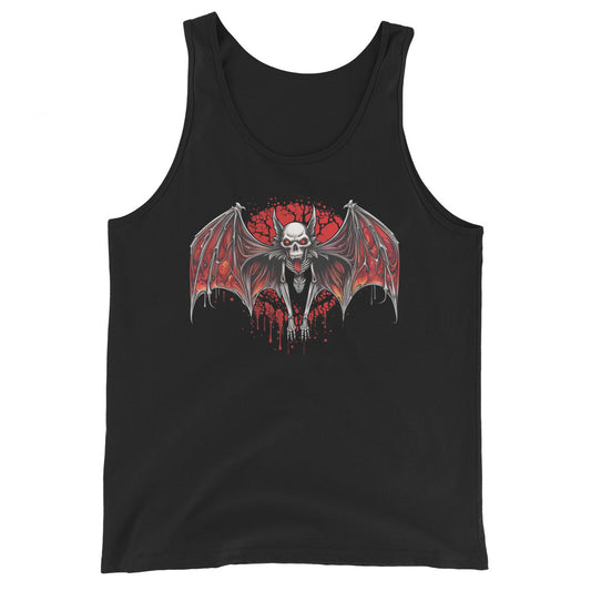 Blood Moon Vampire Bat design on men's tank top, front view