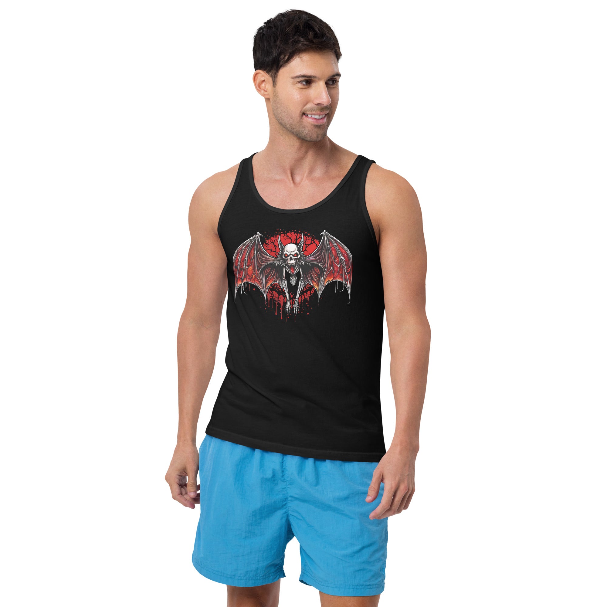 Blood Moon Demon Vampire Bat Halloween Men's Tank Top Shirt