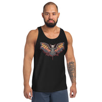 Vampire Bat Skeleton design on men's tank top, front view
